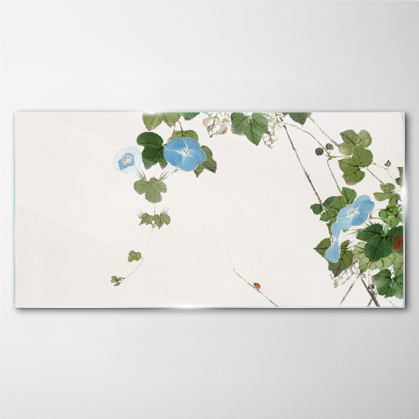 Floral motif in delicate shades Glass Wall Art