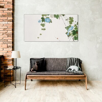 Floral motif in delicate shades Glass Wall Art