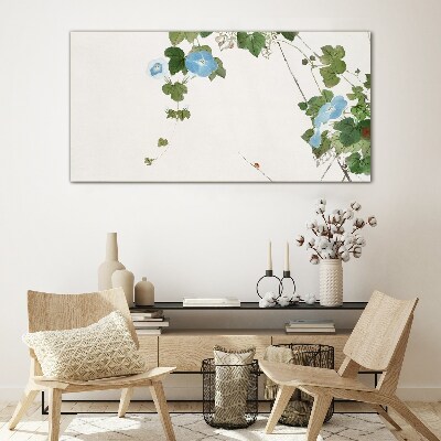 Floral motif in delicate shades Glass Wall Art
