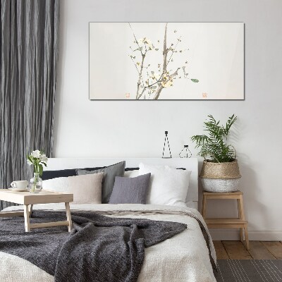 A floral branch in delicate tones Glass Wall Art