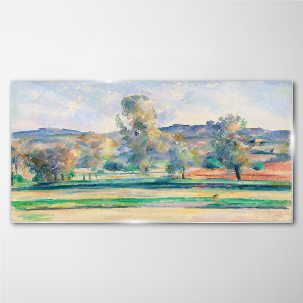 Spring landscape with trees Glass Wall Art