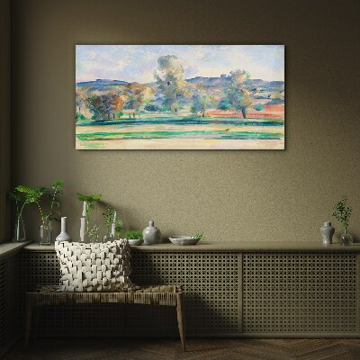 Spring landscape with trees Glass Wall Art