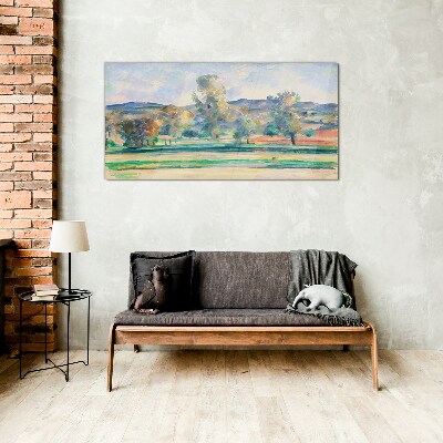 Spring landscape with trees Glass Wall Art