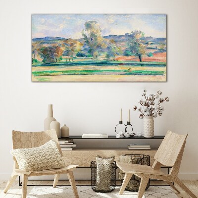 Spring landscape with trees Glass Wall Art