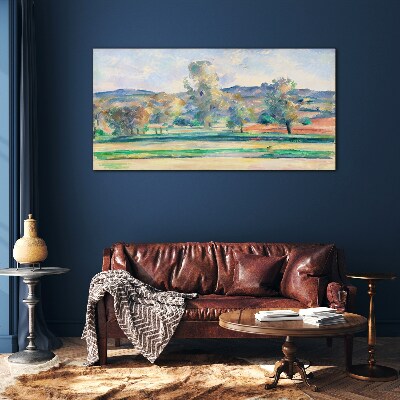 Spring landscape with trees Glass Wall Art