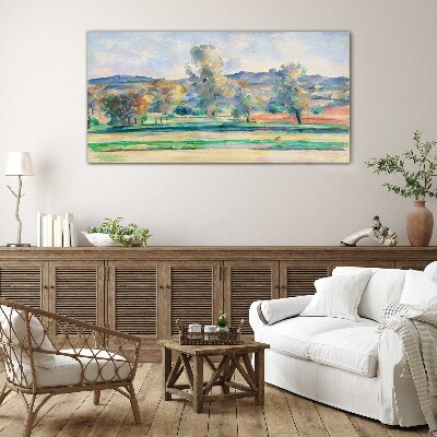 Spring landscape with trees Glass Wall Art