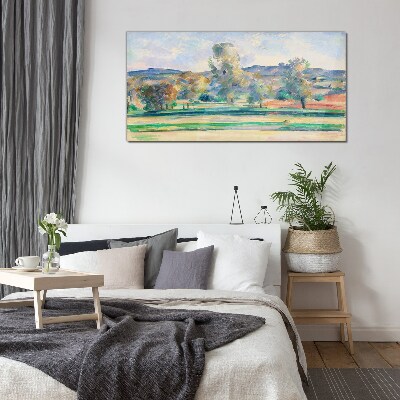 Spring landscape with trees Glass Wall Art