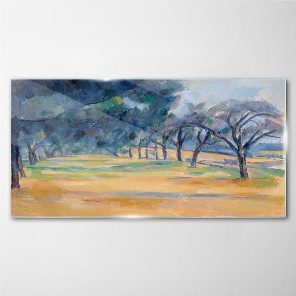 A peaceful landscape with trees Glass Wall Art