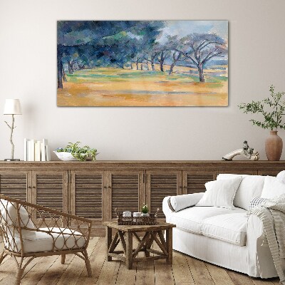 Painting trees nature Glass Wall Art