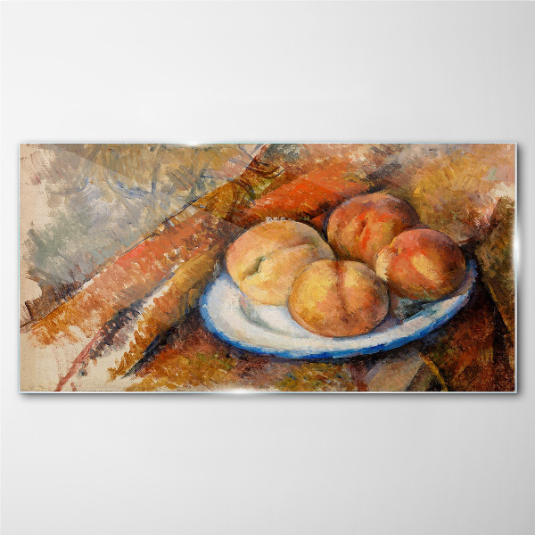 Fruit table in pastel colors Glass Wall Art