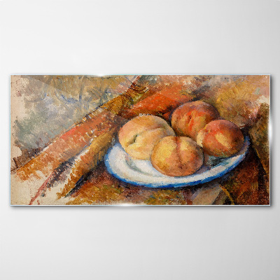 Fruit table in pastel colors Glass Wall Art
