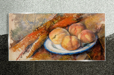 Fruit table in pastel colors Glass Wall Art