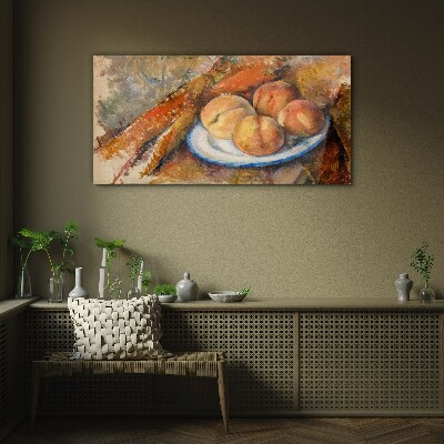 Fruit table in pastel colors Glass Wall Art