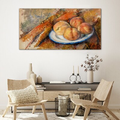 Fruit table in pastel colors Glass Wall Art