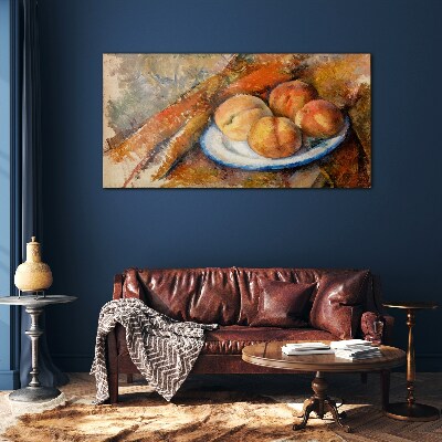Fruit table in pastel colors Glass Wall Art