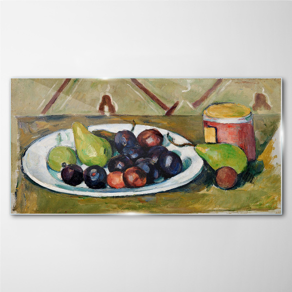 Fruit composition on a plate Glass Wall Art