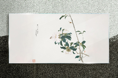 Floral composition in delicate shades Glass Wall Art