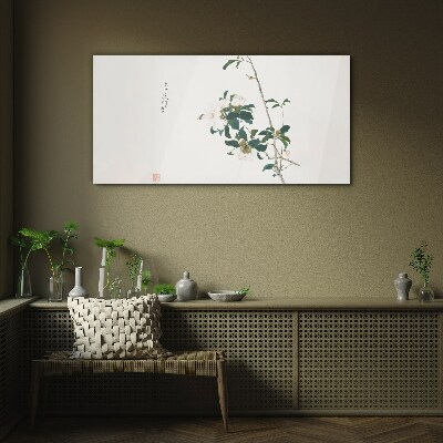 Floral composition in delicate shades Glass Wall Art