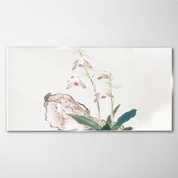 Insects and flowers Glass Wall Art
