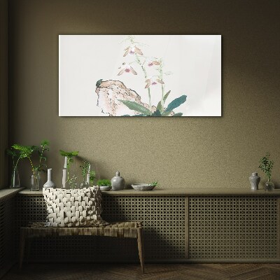 Flowers against the backdrop of nature Glass Wall Art