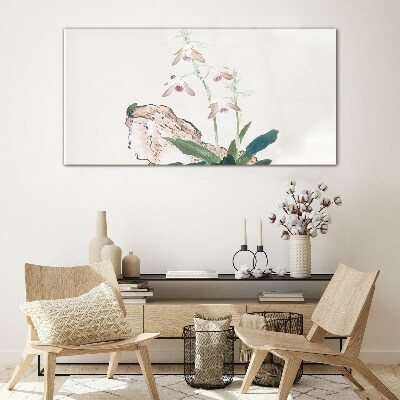Flowers against the backdrop of nature Glass Wall Art