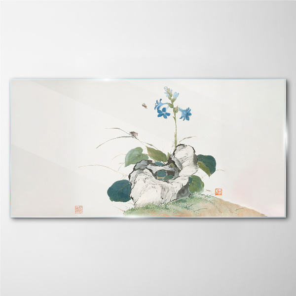 Insects and flowers ju lian Glass Wall Art