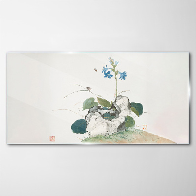 Insects and flowers ju lian Glass Wall Art