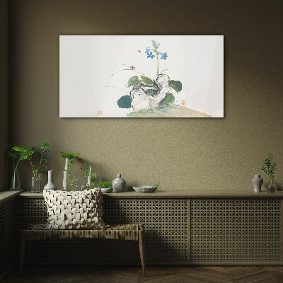 Insects and flowers ju lian Glass Wall Art