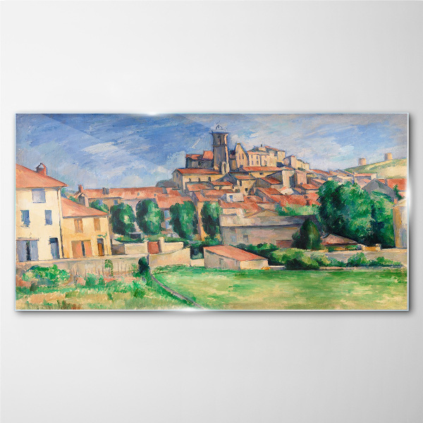 View of the city with greenery Glass Wall Art