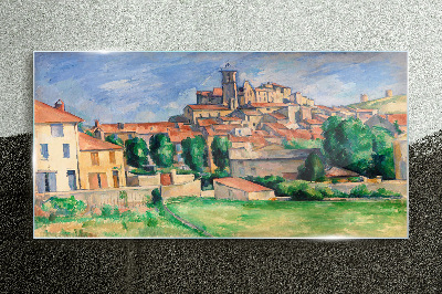 View of the city with greenery Glass Wall Art