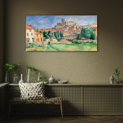 View of the city with greenery Glass Wall Art