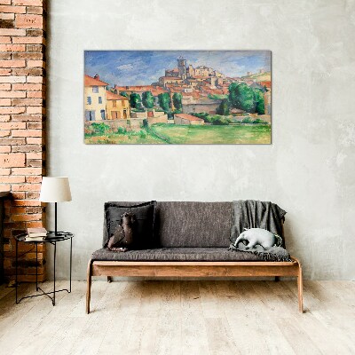 View of the city with greenery Glass Wall Art