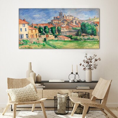 View of the city with greenery Glass Wall Art