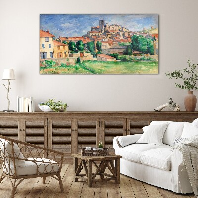 View of the city with greenery Glass Wall Art