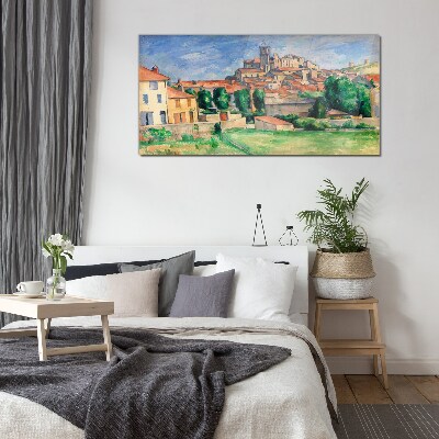 View of the city with greenery Glass Wall Art