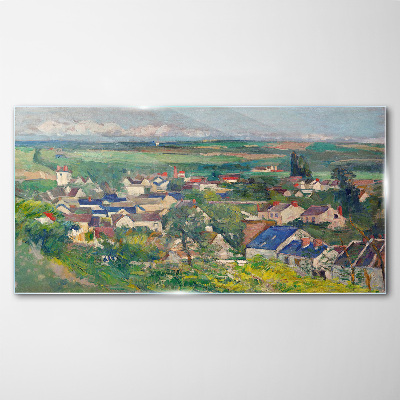 Panoramic view of auvers Glass Wall Art