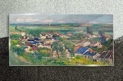 View of the village in daylight Glass Wall Art
