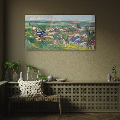 View of the village in daylight Glass Wall Art