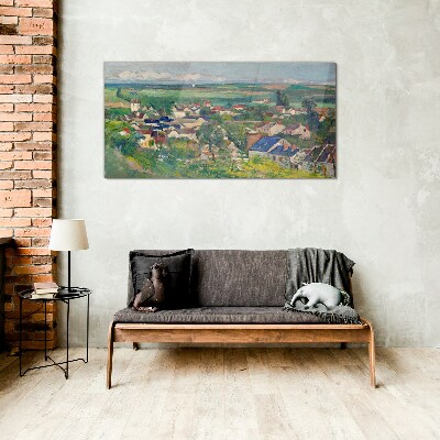 View of the village in daylight Glass Wall Art