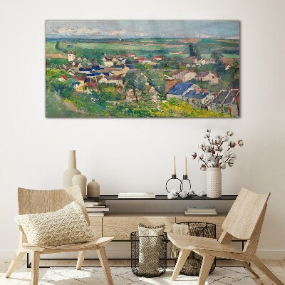View of the village in daylight Glass Wall Art