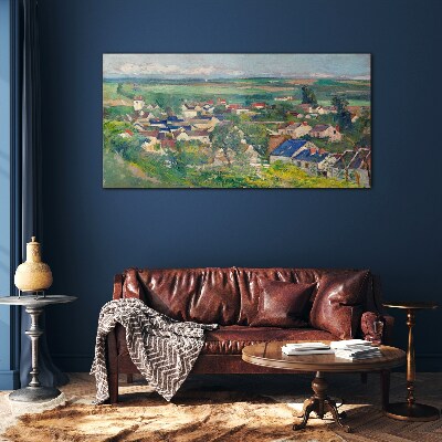 View of the village in daylight Glass Wall Art