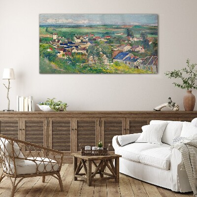View of the village in daylight Glass Wall Art