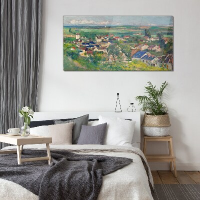 View of the village in daylight Glass Wall Art