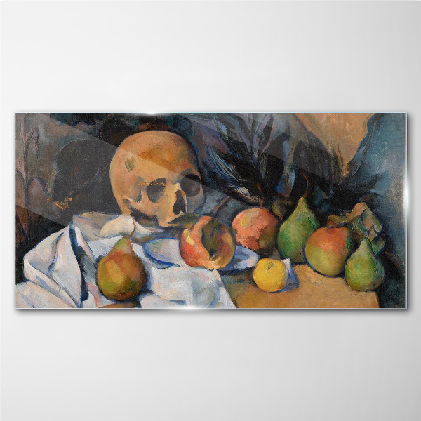 Still Life with Skull and Fruit Glass Wall Art