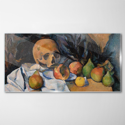 Still Life with Skull and Fruit Glass Wall Art