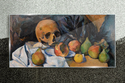 Still Life with Skull and Fruit Glass Wall Art