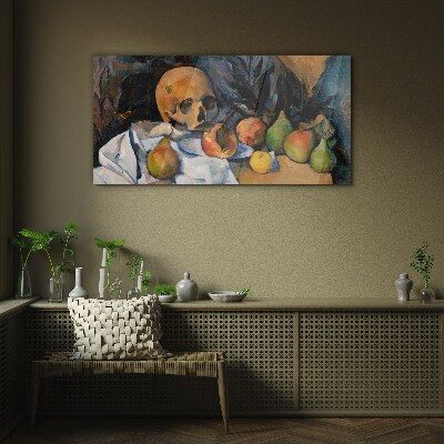 Still Life with Skull and Fruit Glass Wall Art