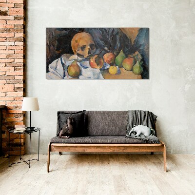 Still Life with Skull and Fruit Glass Wall Art