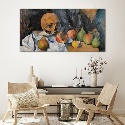 Still Life with Skull and Fruit Glass Wall Art
