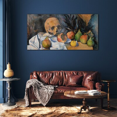 Still Life with Skull and Fruit Glass Wall Art